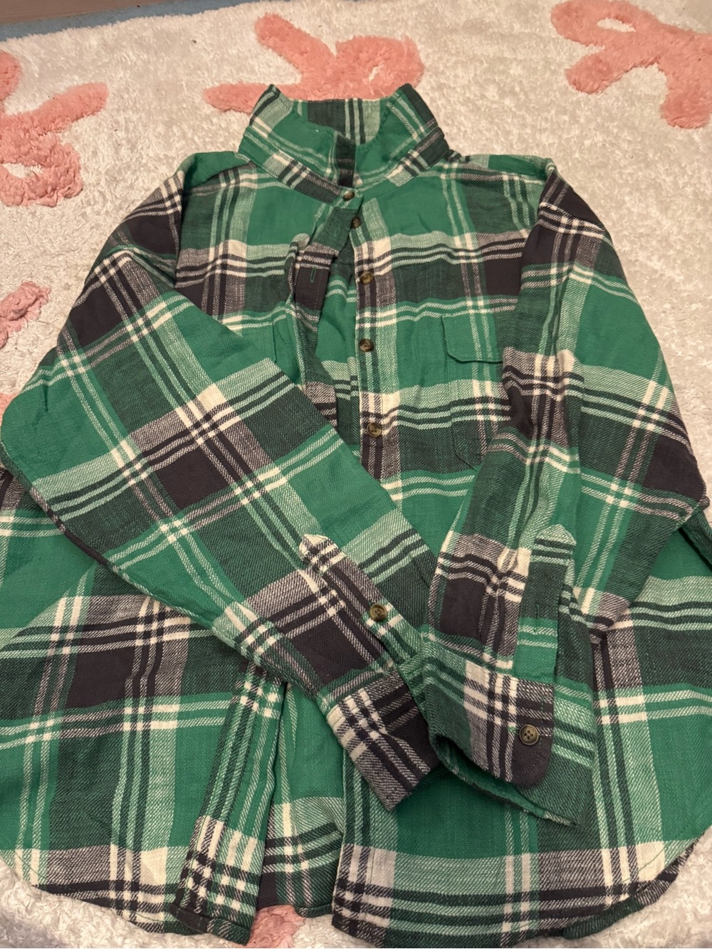 American Eagle Outfitters Green Plaid Button-Down Shirt